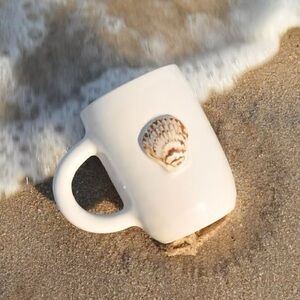 Handmade ceramic scallop shell mug